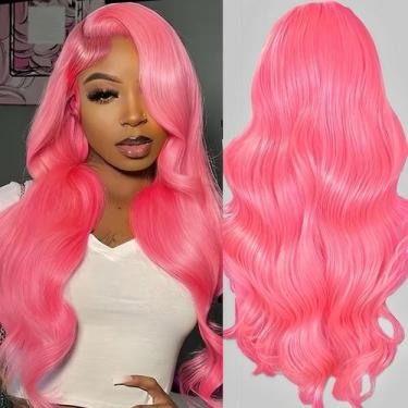 Imagem de Peruca AAY Pink Human Hair 200 Density Body Wave 51 cm com renda HD