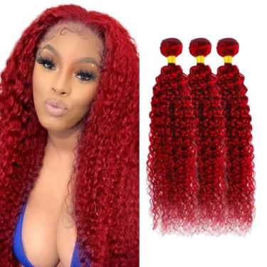 Imagem de Pacotes de cabelo ZevPiul Red Kinky Curly 100% Brazilian Remy
