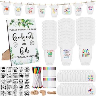 Imagem de Conjunto de chá de bebê Pydeeirom 201 unidades com decoração de babado