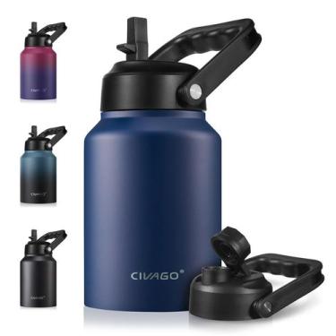 Imagem de Jarra de garrafa de água CIVAGO de meio galão isolada de 1,9 L em aço 