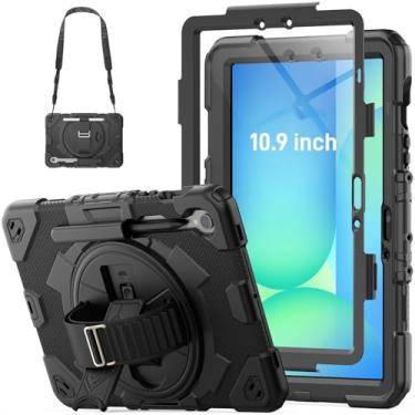 Imagem de HXCASEAC Capa resistente para Samsung Galaxy Tab S10 Lite / S10 FE / S9 FE 10 polegadas 5G | Suporte de caneta S | Protetor de tela | Alça de mão rotativa 360 | Compatível com Samsung S10 Lite/S10 FE