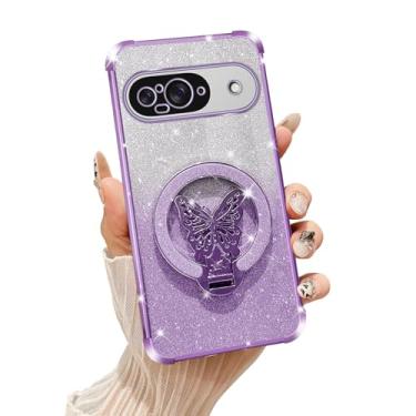 Imagem de Tesazxcn Capa protetora à prova de choque para Google Pixel 9 para Google Pixel 9 compatível com Magsafe, capa protetora à prova de choque para Google Pixel 9, roxa