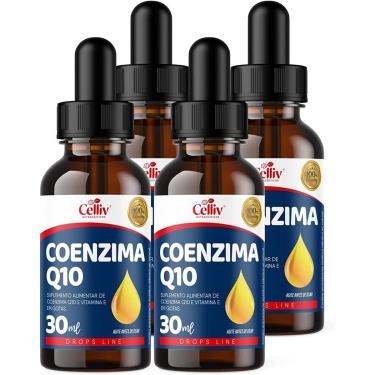 Imagem de Kit Com 4 - Coenzima Q10 100mg Por Porção e Vitamina E Sabor Menta em Gotas 30ml Celliv-Unissex