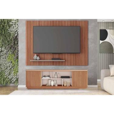 Imagem de Rack Bancada C/ Painel P/ Tv Até 70 Pol Simetria/aegon Freijo/off White - Caemmun