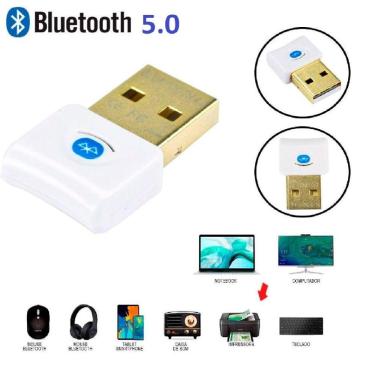 Imagem de Adaptador Usb BT 5.0 Csr Dongle Para Pc E Notebook Branco