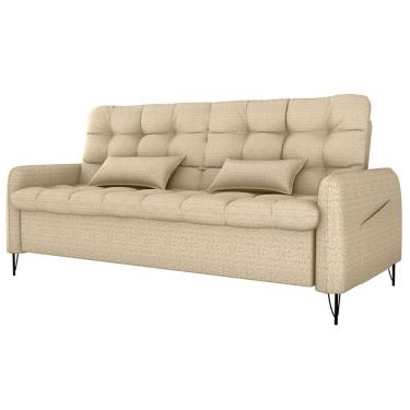 Imagem de Sofa Cama 2 Lugares 200cm Pillar Linho Vancouver E488 Milani Store Palha
