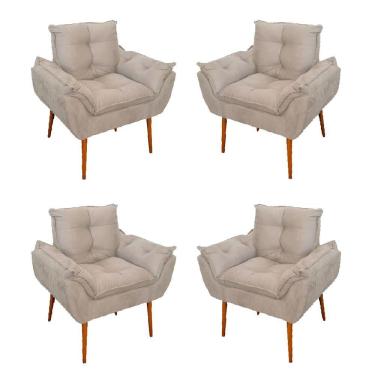 Imagem de Kit 04 Cadeiras Poltronas De Luxo Opala Sala, Quarto Cor:bege