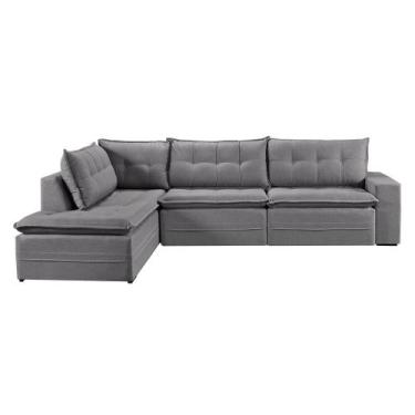Imagem de Sofá Retratil Com Chaise Esquerda Titan 6 Lugares 2,96M Tecido Linho -