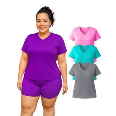 Imagem de Kit 3 Camiseta Manga Curta Dryfit Fitness Academia Plus Size Cores Sor