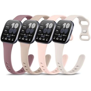 Imagem de Pacote com 4 pulseiras finas de silicone para Amazfit Bip 6/Bip 5/GTR 4/GTR 3/3 Pro/GTR 2/2e/GTR 47 mm/Balance Watch Pulseira feminina e masculina, pulseira ajustável de silicone esportiva de 22 mm