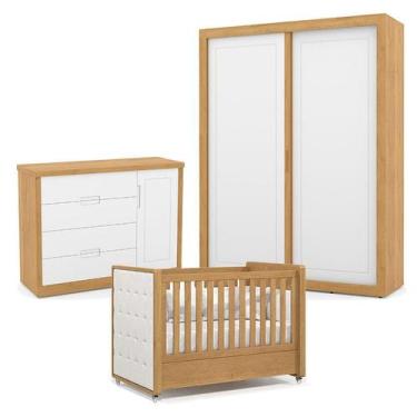 Imagem de Quarto de Bebe 2 Portas Tutto New Freijó com Capitonê New Boucle - Mat