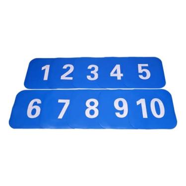 Imagem de Vaveren 10x Marcadores de cones planos antiderrapantes quadrados para quadras de campo, pontos de piso para prática de agilidade no futebol, treinamento de, Azul