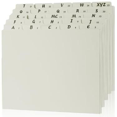 Imagem de 1 conjunto com 25 divisórias de arquivo do alfabeto A-Z guia superior guia de arquivo tamanho carta 1/5 aba cortada Manila organizador de arquivos alfabético divisórias de armário de arquivos para
