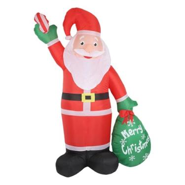 Imagem de KiBcsLic Figura inflável de Natal do Papai Noel de 2,4 m para decoração externa, 110 V (EUA), ideal para quintal e jardim. Costura reforçada, multifuncional,