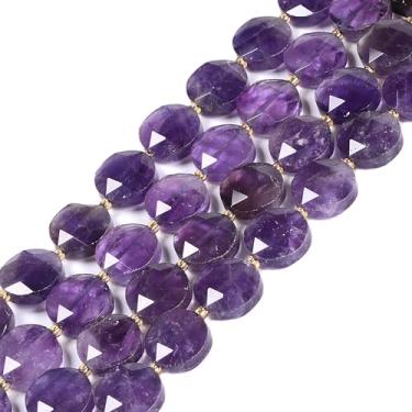 Imagem de Ametista natural 15 mm facetada 11 peças disco de moeda estrela de Davi contas soltas judaicas DIY joias fazendo fio 20 cm