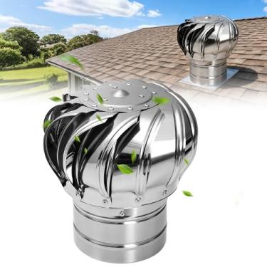 Imagem de Ventilação de telhado de turbina de aço inoxidável, ventiladores de turbina de 10 cm, ventilador de telhado de vento para casas tampa de ventilação de teto do sótão de fábrica (tamanho: 110 mm)