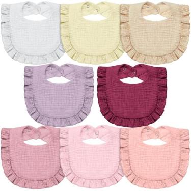 Imagem de Muslin Bibs Lictin para meninas de 0 a 24 meses  pacote com 8 rosa-rox
