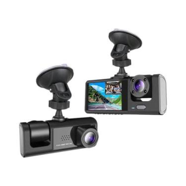 Imagem de Câmera Dash Cam 1080p 3 Canais com Wi-Fi - Gravação Frontal, Interna e