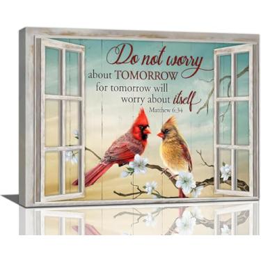 Imagem de Pintura em tela para decoração de casa de banho com pássaros de janela provérbios bíblicos para parede rústica decoração de casa de banho pintura em tela para escritório, quarto, cozinha, sala de