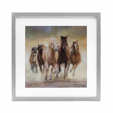 Imagem de Stupell Industries Impressão emoldurada de bétula de cavalos galopantes fortes sob vidro, design de James Corwin, 33 x 33