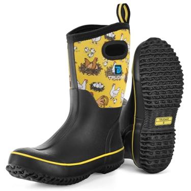 Imagem de Trudave Botas de borracha femininas, botas de chuva de cano médio, botas femininas à prova d'água, botas de lama para trabalho ao ar livre com isolamento de neoprene para caça, agricultura, jardinagem