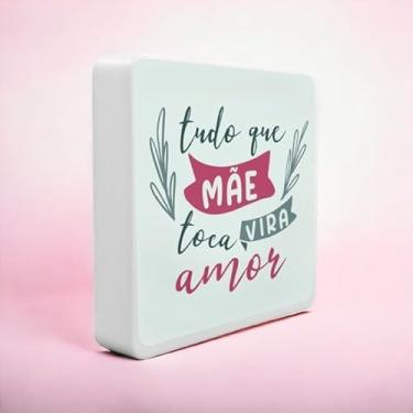 Imagem de Luminária Box Slim LED, Design Mãe Amor, USB, Decorativa, Branca, Formato Quadrado