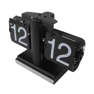 Imagem de Relógio de Mesa Mecânico Flip Retro Digital Flip Down Relógio Alimentado por Bateria Relógio de Mesa Com Luz Ambiente Led para Decoração de Escritório Em Casa (Tudo preto)