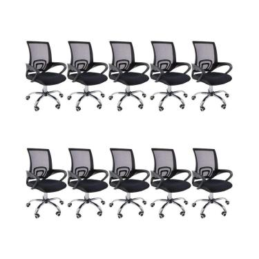 Imagem de Kit 10 Cadeiras De Escritório Begonia Mesh Ergonômico Preto