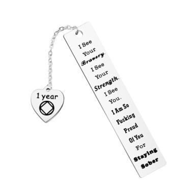 Imagem de LQRI Presentes de sobriedade de 1 ano e 5 anos de aniversário de sobriedade NA Bookmark Recovery Sobriety Gifts Proud of You for Staying Sober Bookmark NA Gifts (1 ano)