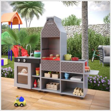 Imagem de Cozinha Churrasqueira Infantil Mini Chefe Cinza Connect