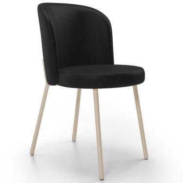 Imagem de Cadeira Para Sala de Jantar Cozinha Estofada Gavi Arena L02 Couríssimo Preto - Lyam Decor