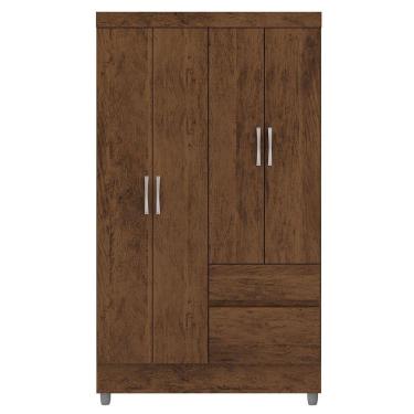 Imagem de Guarda-roupa Solteiro 4 Portas 2 Gavetas Com Pés Ideval Imbuia Rústico