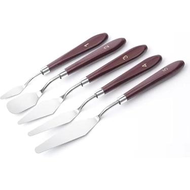 Imagem de FUPUALL 5 peças facas de pintura espátula de aço inoxidável faca paleta acessórios de pintura a óleo conjunto de mistura de cores para óleo, tela, pintura acrílica