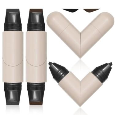 Imagem de Carimbo de delineador, 2 peças de caneta delineadora rotativa de ponta dupla, caneta delineadora dobrável à prova de manchas à prova d'água para iniciantes, ferramenta de delineadores rápida e fácil