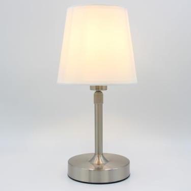 Imagem de Abajur de mesa sem fio, recarregável, prata, mini lâmpada pequena, altura ajustável, 5200 mAh, operada por bateria, com função de escurecimento contínuo para quarto, mesa de cabeceira, banheiro