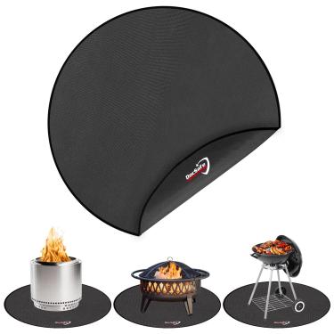 Imagem de DocSafe Tapete redondo para fogueira de 122 cm, 4 camadas à prova de fogo, protetor de lareira interno com isolamento térmico para decks, pátios, grama, defumador de churrasco, portátil, reutilizável
