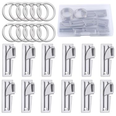 Imagem de 12 abridores de latas P51 com chaveiro, aço inoxidável, abridor de lata de acampamento, abridor de latas militar, lata de sobrevivência