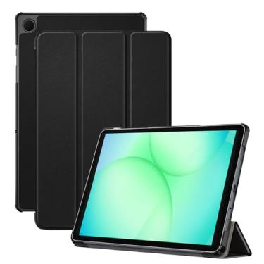 Imagem de Capa para tablet Samsung Galaxy Tab A11, capa KONXISA com suporte de três dobras, capa para tablet com couro PU premium e absorção magnética, resistente a arranhões e à prova de choque, preta