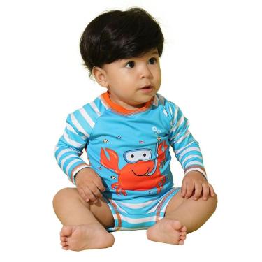 Imagem de Conjunto Praia Bebê Proteção UV Siri Listrado Azul Everly-Masculino