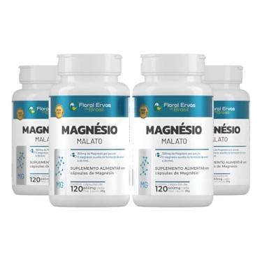 Imagem de KIT C/4 Un. Magnésio Malato 600 mg – 120 Cápsulas | Floral Ervas do Brasil | Auxilia no Funcionamento Muscular, Neuromuscular e Metabolismo Energético