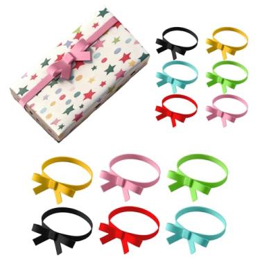 Imagem de QUPIVA 12 peças de laços reutilizáveis de silicone para presente de Natal, para caixas de presente, laços de Natal de 6 cores para embrulho de presente, faixas elásticas para uso fácil – perfeito para