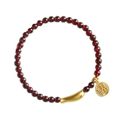 Imagem de Pulseira com pingente da sorte joia de mão vintage flor vermelha com contas pulseiras brilhantes e delicadas (peixinho dourado)