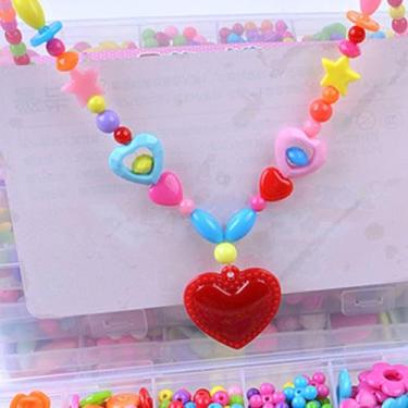 Imagem de Generic Kit de Artesanato para Fazer Joias Infantis DIY, Conjunto de Contas de Pulseira Fina para Meninas, Brinquedo Educativo para Coordenação Mão-olho, Caixa de Contas para Fazer Joias de 24 Grades (Tipo 3)