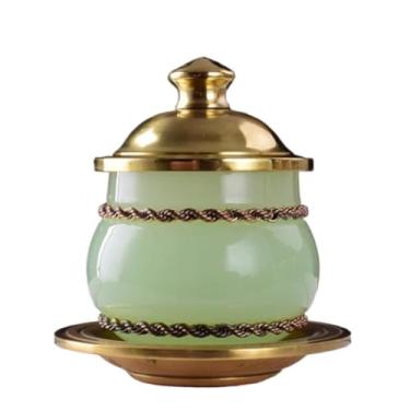 Imagem de FENNYYAR Copo de água benta esmaltado colorido de vidro de latão, 8,5 cm, enfeite doméstico de rosto simples