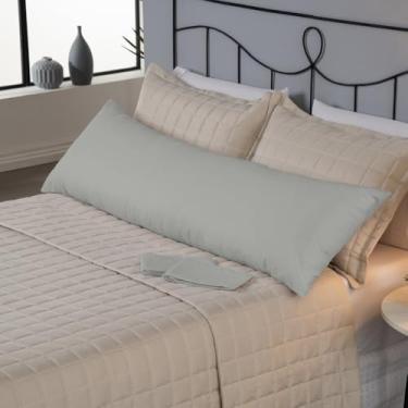 Imagem de Capa de Travesseiro de Corpo Fofuxão 146x46cm – 180 Fios (80% Algodão) com Zíper – Fronha Xuxão Macia e Resistente (Cinza)