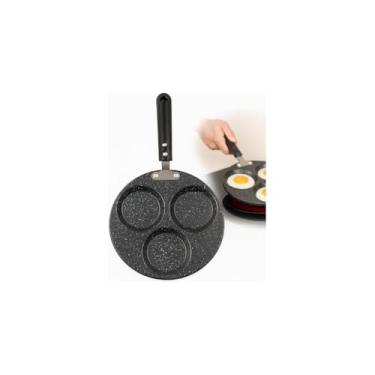 Imagem de Frigideira Antiaderente com 3 Divisórias, 23cm, Alumínio, Preta, Cabo Baquelite, Compatível Indução