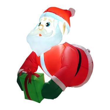 Imagem de Baoblaze Enfeite inflável de Papai Noel para pendurar na janela, iluminado, para decoração externa de inverno.