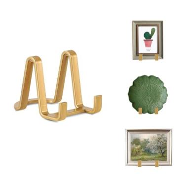 Imagem de Artliving Suporte Para Pratos Exposição - De Cavalete Plástico Porta-Retratos, Fotos, Decoração, Pratos, Arte Mesa 3" Dourado