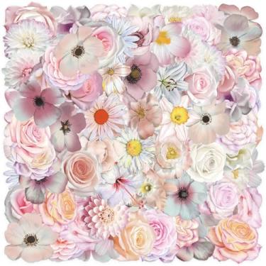 Imagem de Kit de adesivos de scrapbook floral rosa com 100 peças, adesivos autoadesivos de folhas transparentes para scrapbook, cartas para fazer cartões de adultos, decoração de garrafa de água DIY