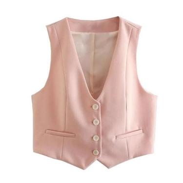 Imagem de Colete Feminino Vintage Sem Mangas - Modelo Único e Chic, BR-G, Rosa